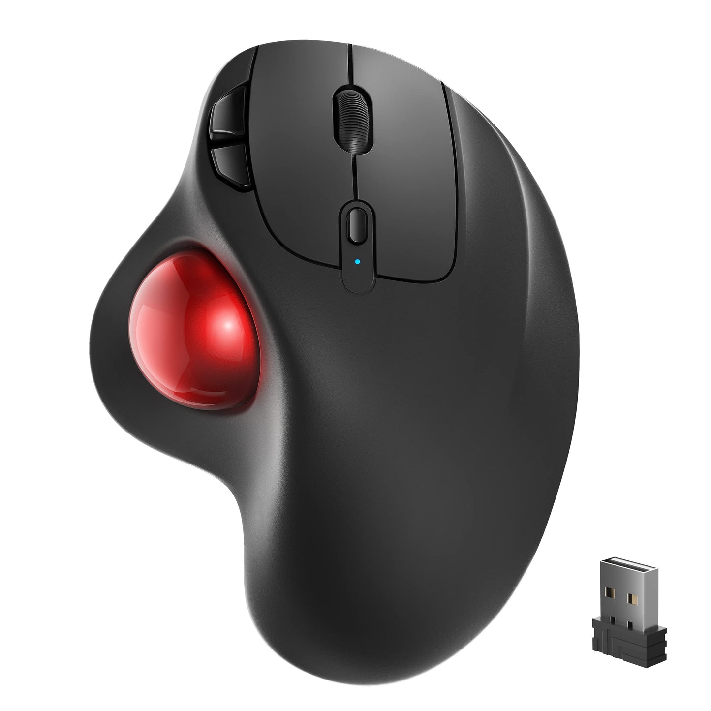 Wireless Trackball Mouse, Rechargeable Ergonomic Mouse, Easy Thumb Control, Precise & Smooth Tracking, 3 Device Connection (Bluetooth or USB), Compatible for PC, Laptop, iPad, Mac, Windows, Android