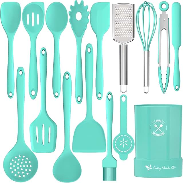 16-Piece Silicone Kitchen Utensil Set with Holder