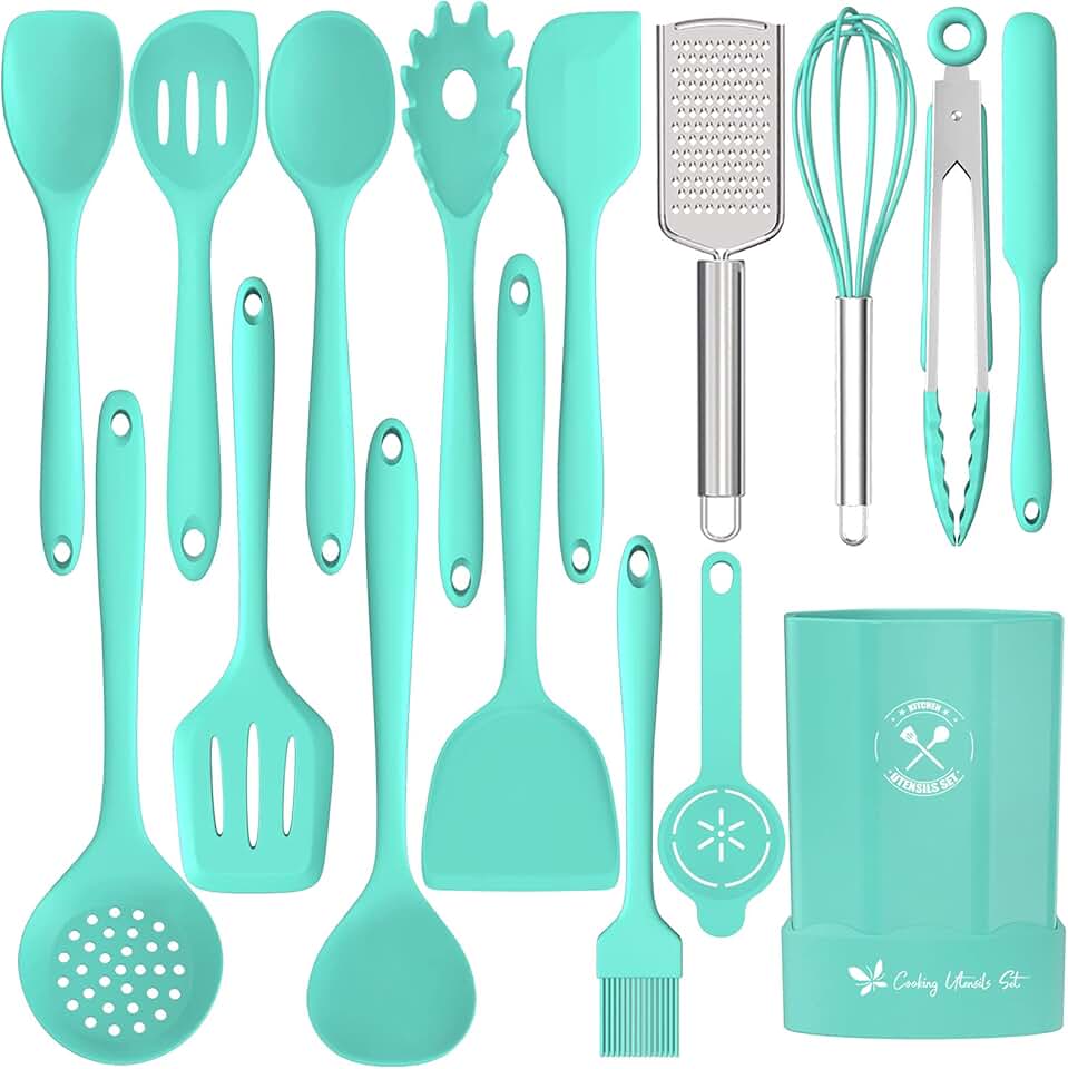 16-Piece Silicone Kitchen Utensil Set with Holder