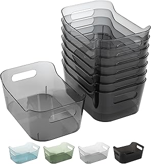 8 Pack Clear Plastic Storage Bins for Kitchen and Home