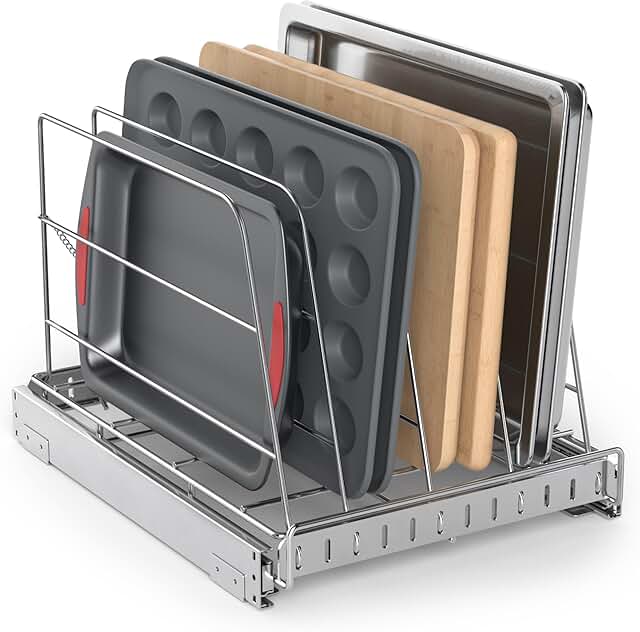 Pull-Out Cabinet Organizer for Bakeware and Trays