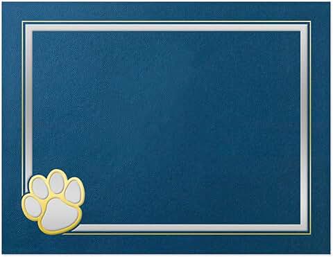Blue Certificate Holders with Paw Prints, Pack of 10