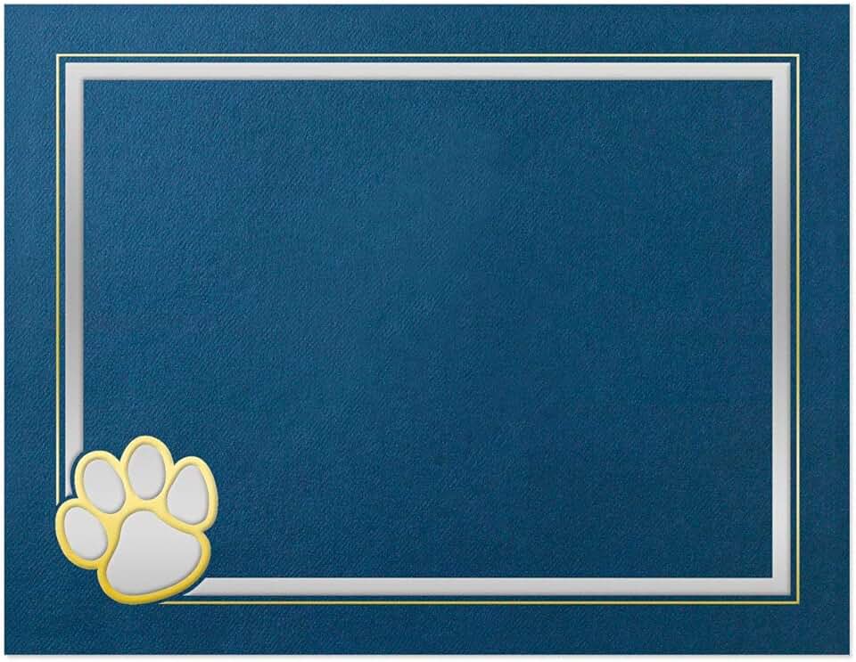 Blue Certificate Holders with Paw Prints, Pack of 10