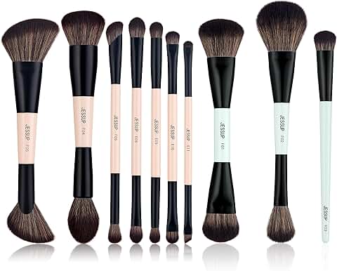 Makeup Brush Set with Double-Sided Face Brushes