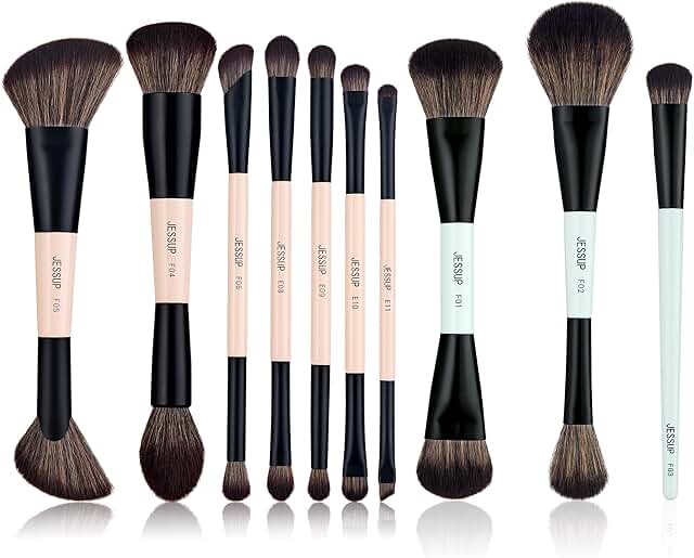 Makeup Brush Set with Double-Sided Face Brushes
