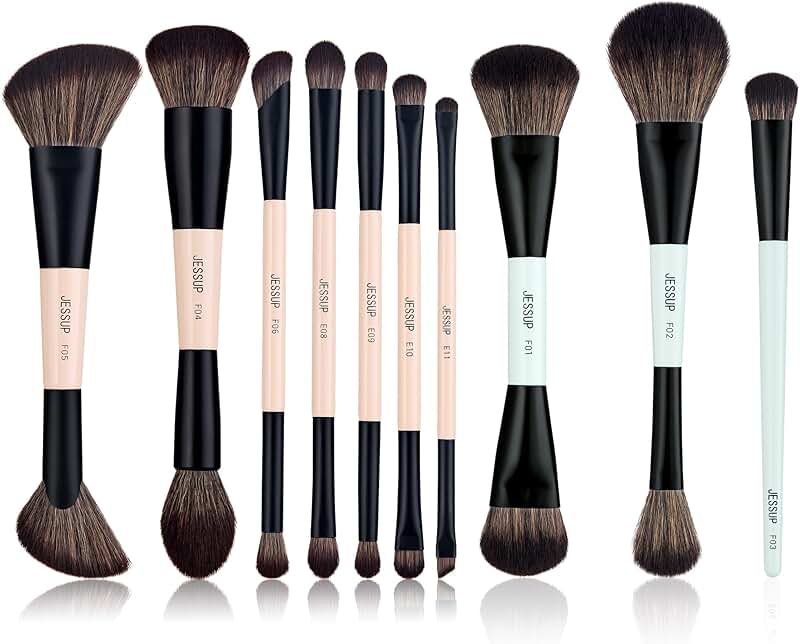 Makeup Brush Set with Double-Sided Face Brushes