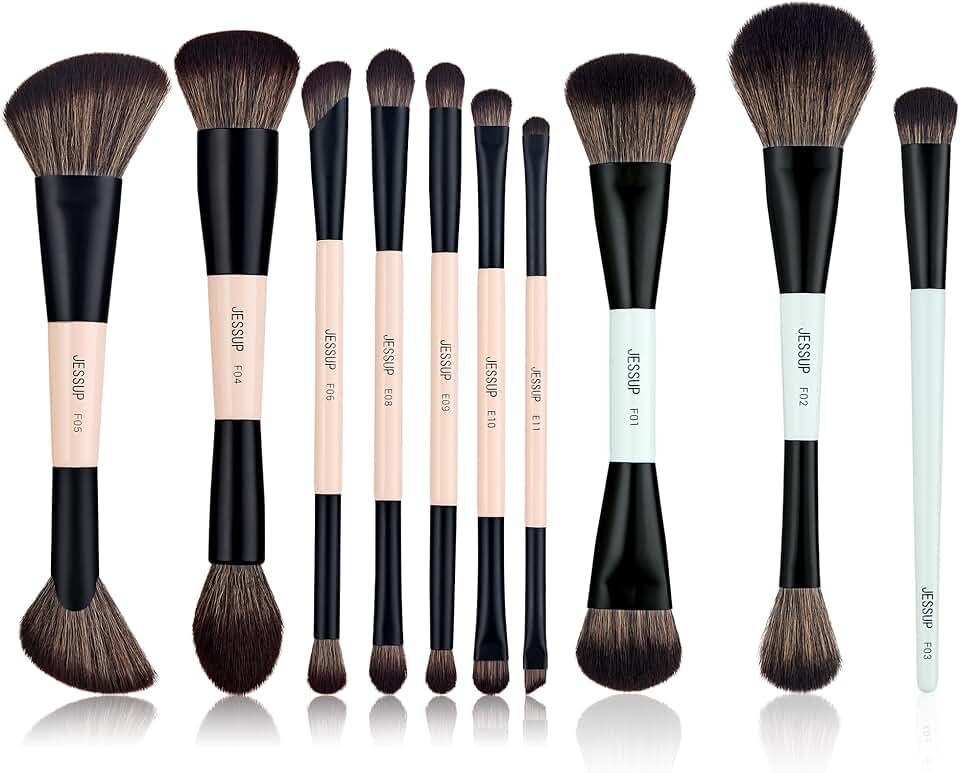 Makeup Brush Set with Double-Sided Face Brushes