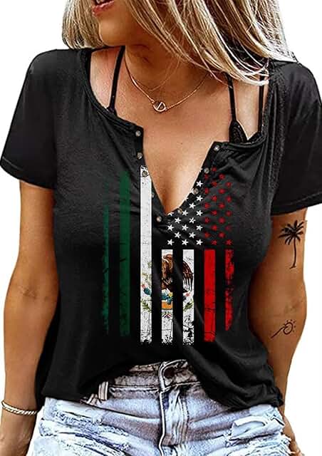 Women’s Patriotic American Flag T-Shirt for 4th of July