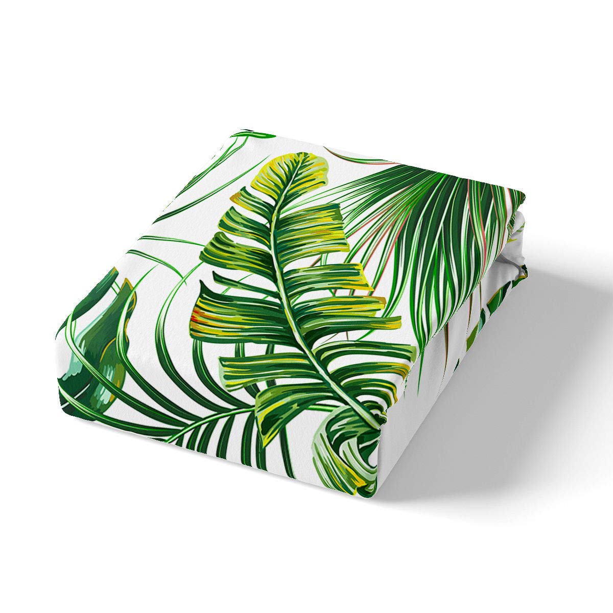 Palm Leaves Comforter Cover Monstera Banana Leaves Duvet Cover H aiian Tropical Leaves Bedding Set Green Leaves Branches Quilt Cover for Men Women, White 2 Pcs Twin Size