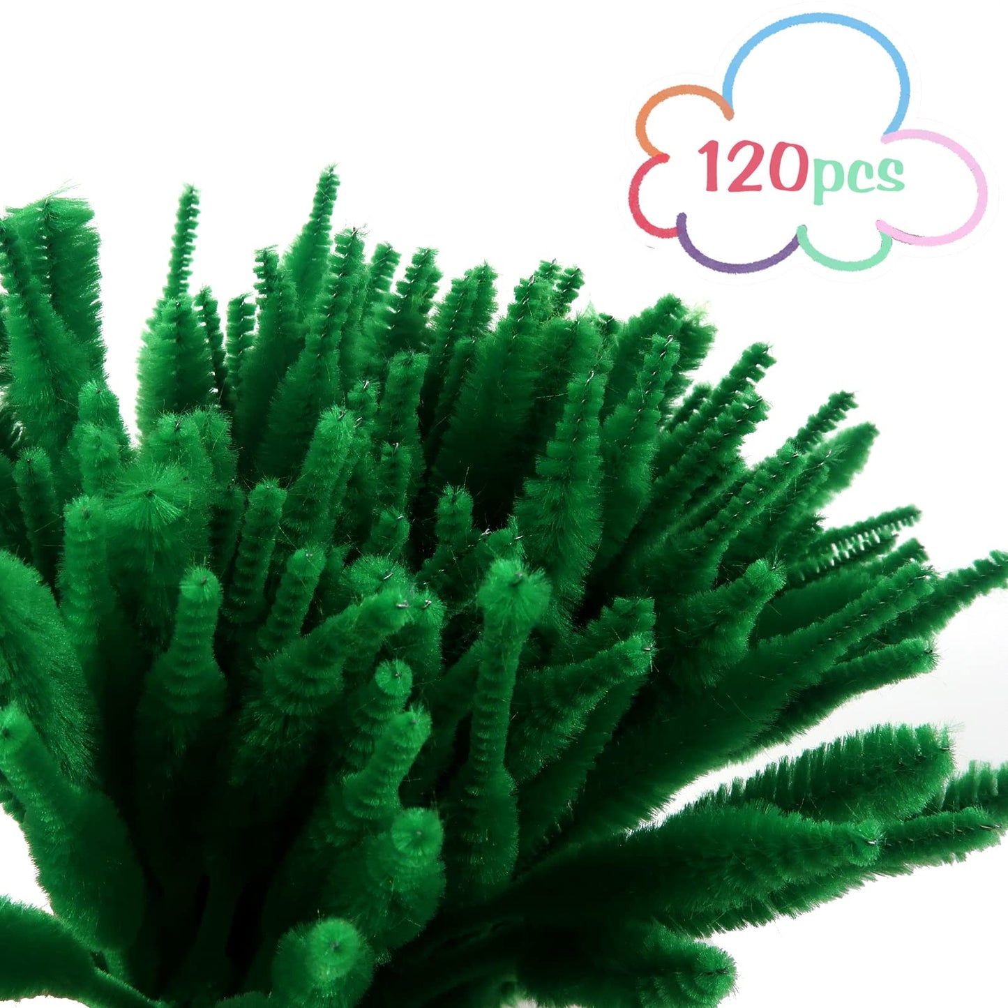 120pcs Green Chenille Stems 13mm x 12in