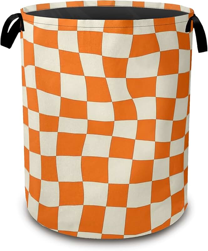 Colorful Checkered Collapsible Laundry Basket with Handles