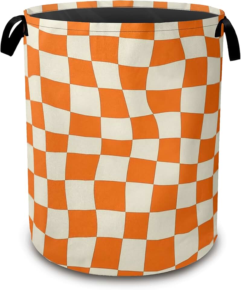 Colorful Checkered Collapsible Laundry Basket with Handles