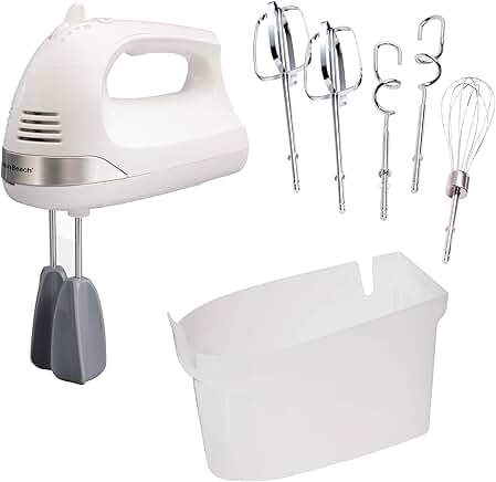 6-Speed Electric Hand Mixer with Whisk and Dough Hooks
