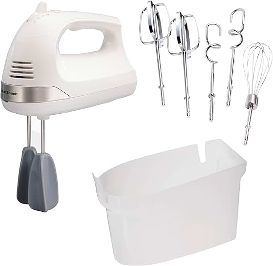 6-Speed Electric Hand Mixer with Whisk and Dough Hooks