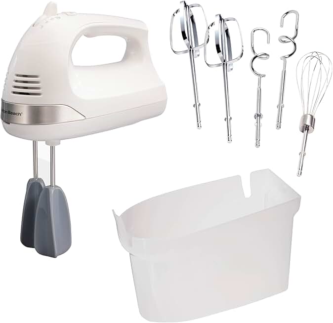 6-Speed Electric Hand Mixer with Whisk and Dough Hooks