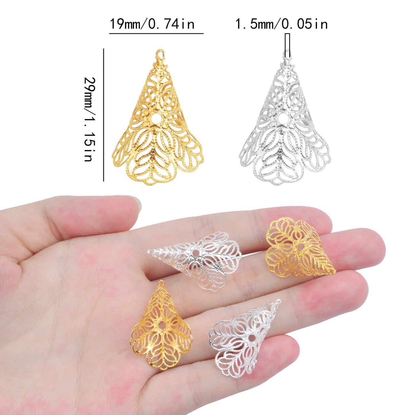 20 Pieces Long Flower Bead Caps for Jewelry Making