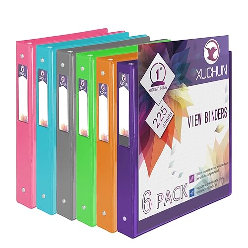 3-Ring Clear View Binders with Pockets, 6 Pack