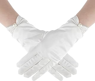 White floral lace gloves for women, elegant short style