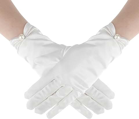 White floral lace gloves for women, elegant short style