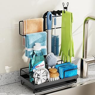 Large Kitchen Sink Organizer with Towel and Sponge Holders