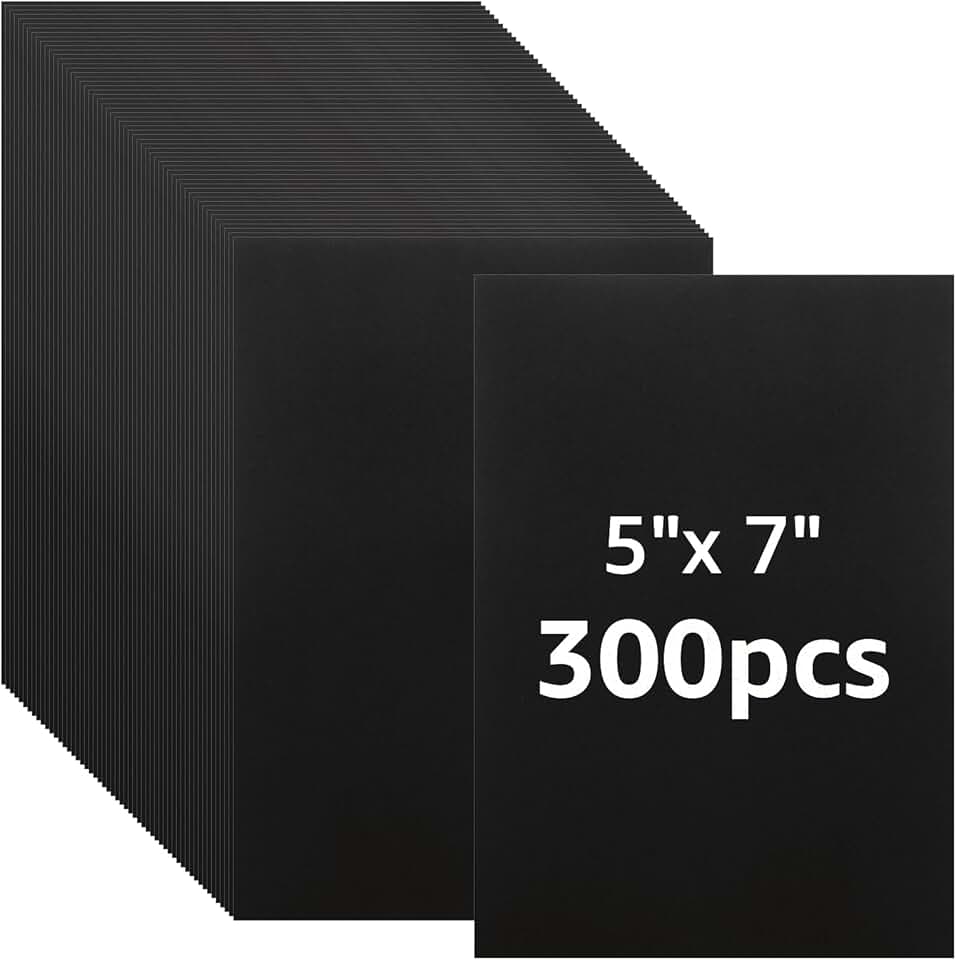300 Sheets of 5x7 Black Cardstock Paper, 250gsm