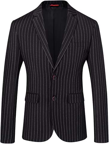 Men's Slim Fit Casual Two-Button Striped Blazer