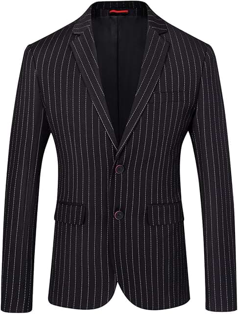 Men's Slim Fit Casual Two-Button Striped Blazer