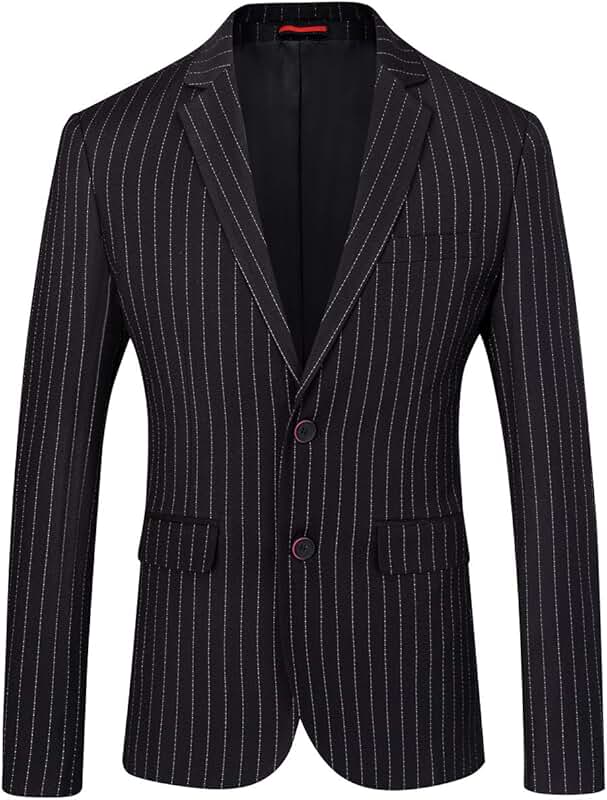 Men's Slim Fit Casual Two-Button Striped Blazer