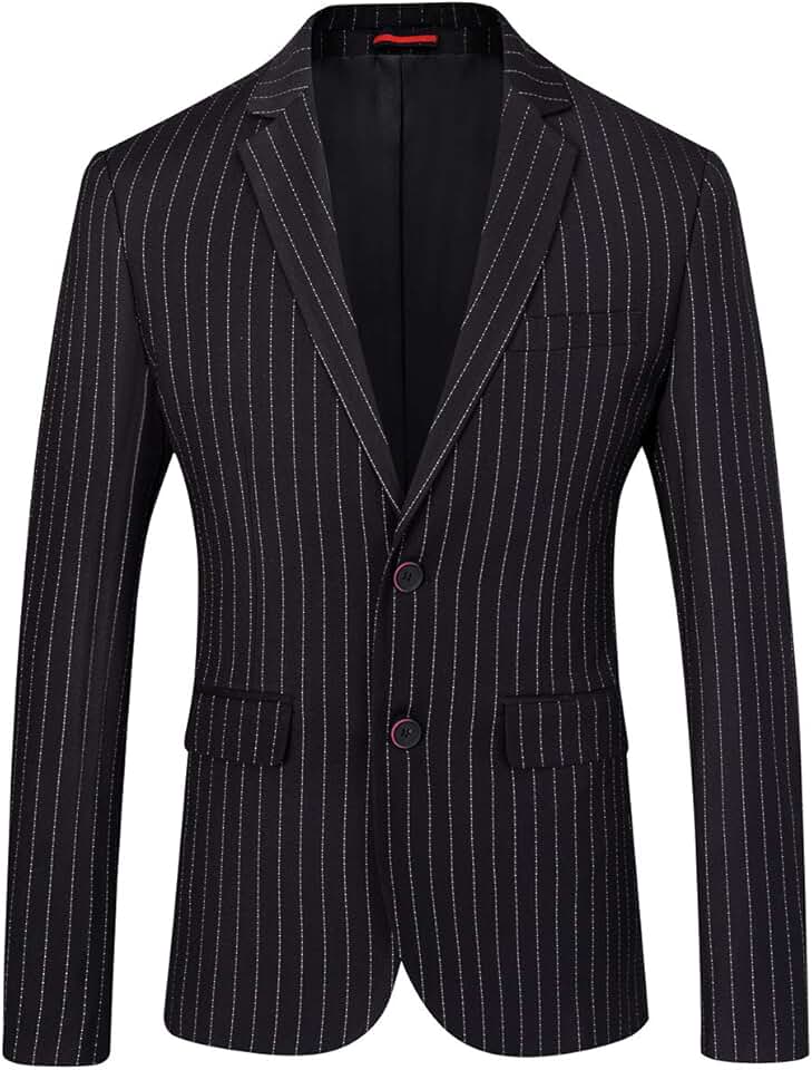 Men's Slim Fit Casual Two-Button Striped Blazer