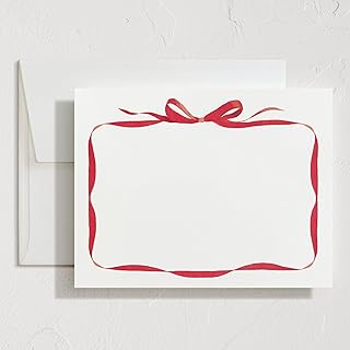 Red Bow Stationery Set with 10 Blank Cards and Envelopes