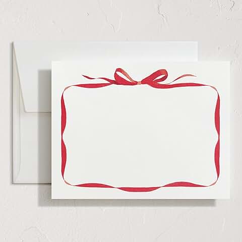 Red Bow Stationery Set with 10 Blank Cards and Envelopes