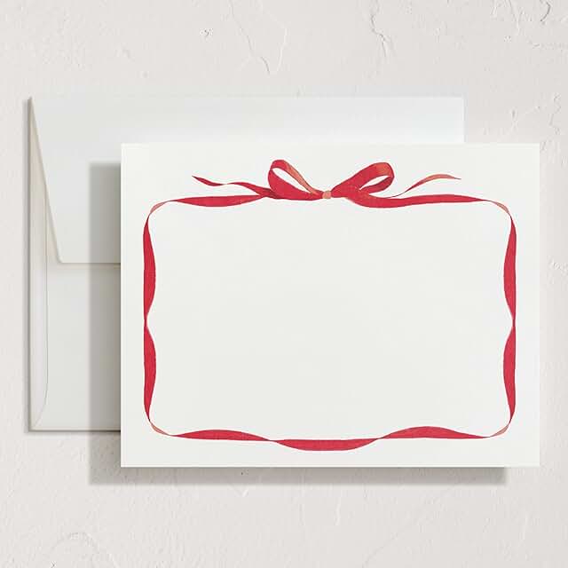 Red Bow Stationery Set with 10 Blank Cards and Envelopes