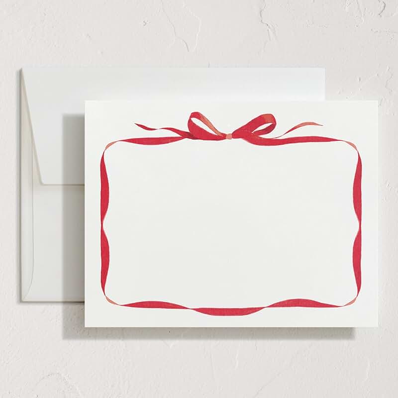 Red Bow Stationery Set with 10 Blank Cards and Envelopes