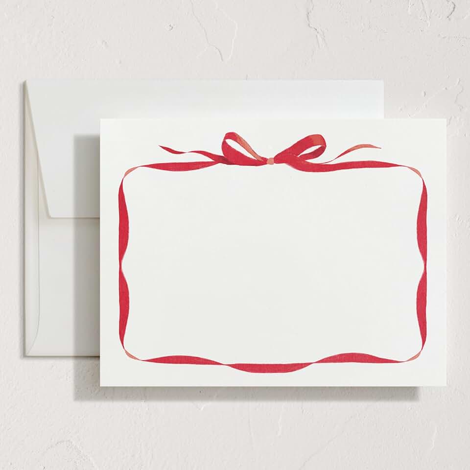 Red Bow Stationery Set with 10 Blank Cards and Envelopes