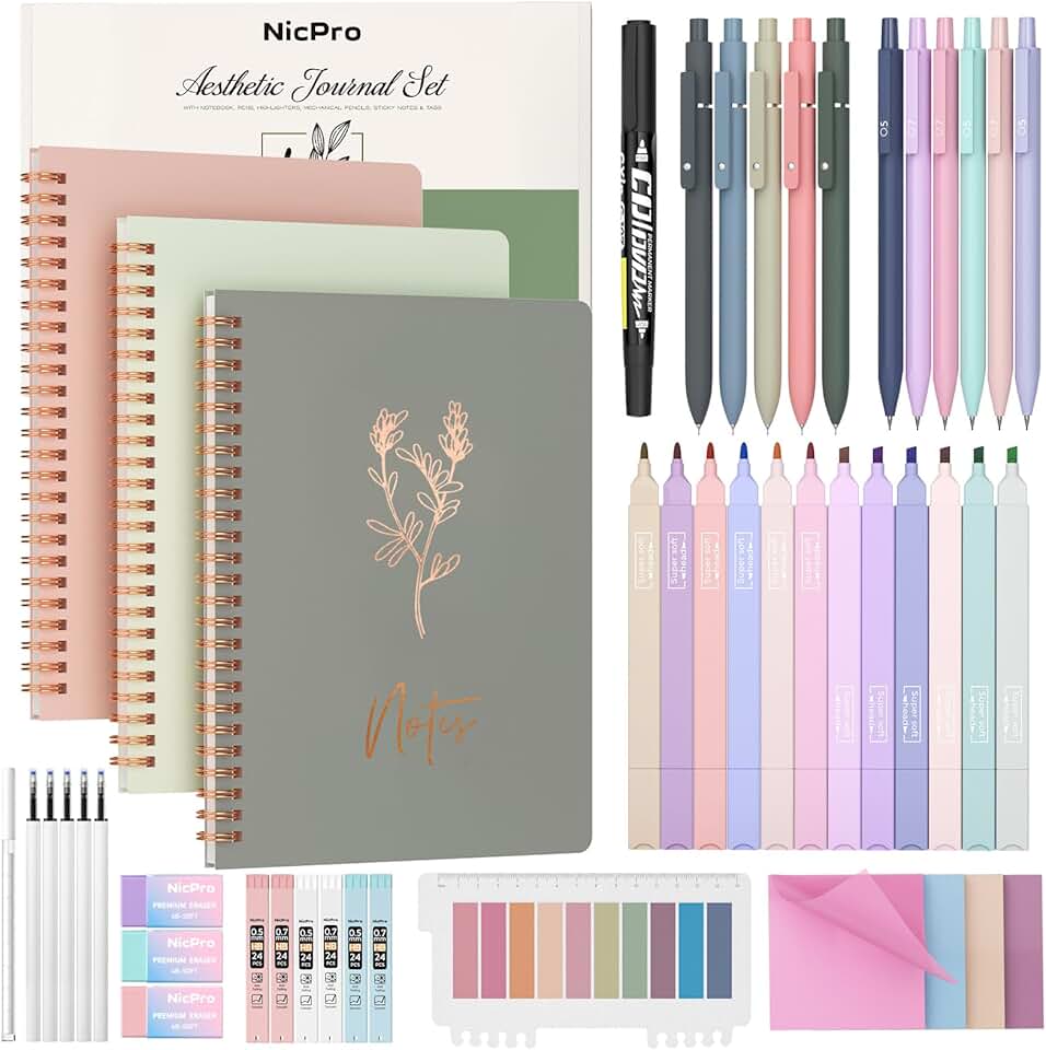 50-Piece Spiral Notebook Stationery Set for Women