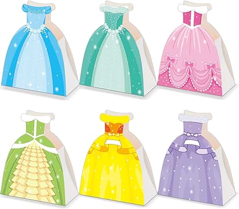 24 Princess Dress-Shaped Treat Boxes for Kids Party