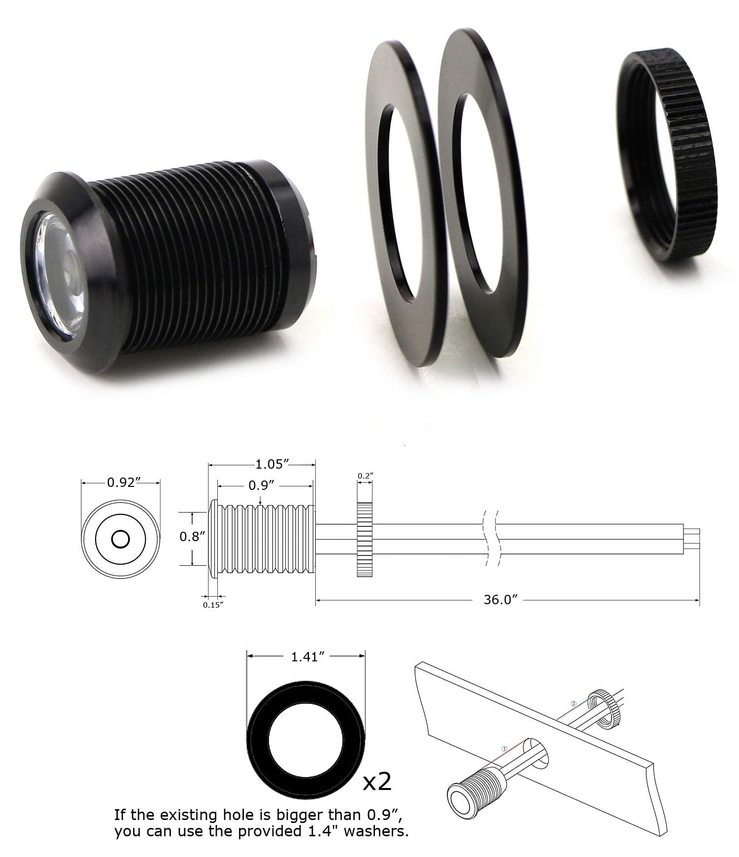 (2) 20mm Xenon White Projector Lens 3W Flush/Surface Mount LED Bolt Lights, Good For Car Exterior Grille Bumper Underbody Puddle or Interior Dashboard Ambient Lighting Decoration