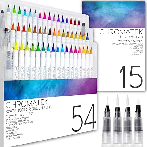 Watercolor Pen Set with 15-Page Pad and Video Tutorials