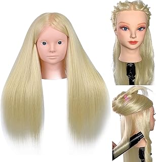 22-inch makeup mannequin head with real hair for practice