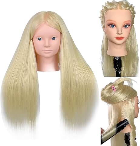 22-inch makeup mannequin head with real hair for practice