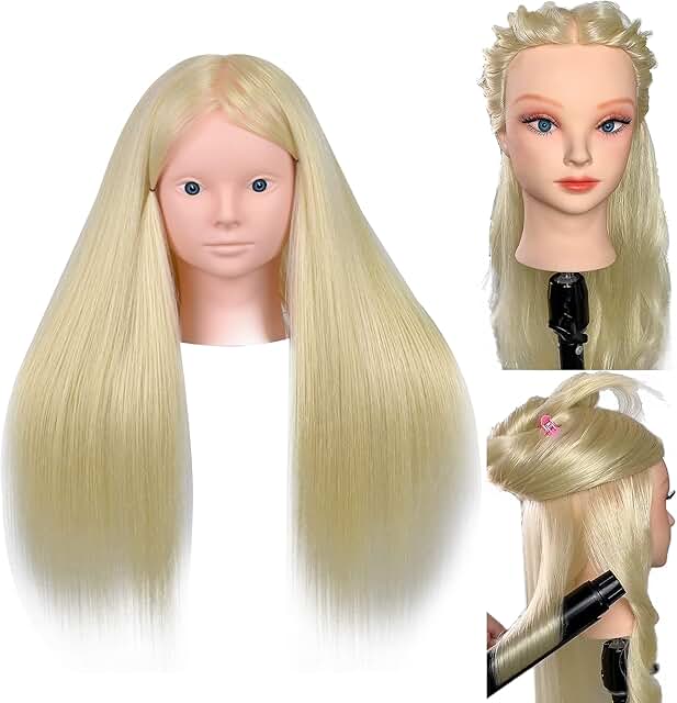 22-inch makeup mannequin head with real hair for practice