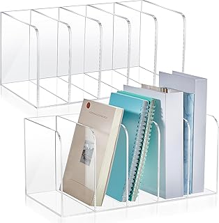 2 Clear Acrylic Magazine Holders with 5 Compartments
