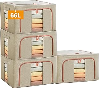 Large Stackable Storage Bags with Clear Window, 66L (4 Pack)