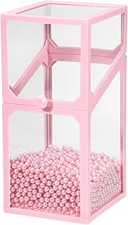 Clear Dustproof Makeup Brush Storage Box with Pink Faux Pearl