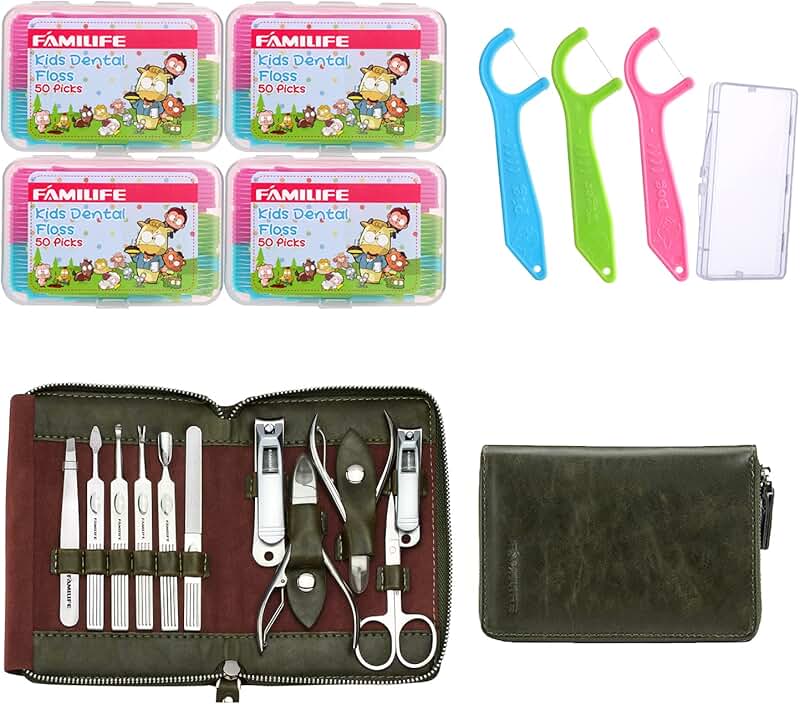Kids dental floss picks and men's manicure set