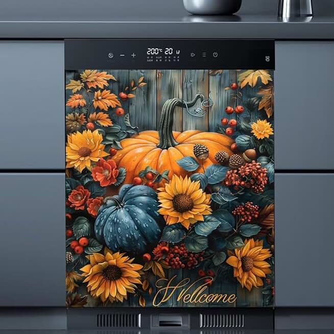 Pumpkin Sunflower Magnet Cover for Refrigerator Door