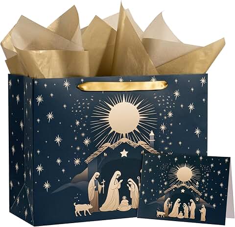 13-Inch Religious Gift Bags with Tissue and Card