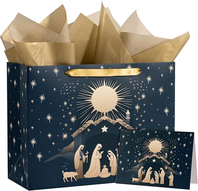 13-Inch Religious Gift Bags with Tissue and Card