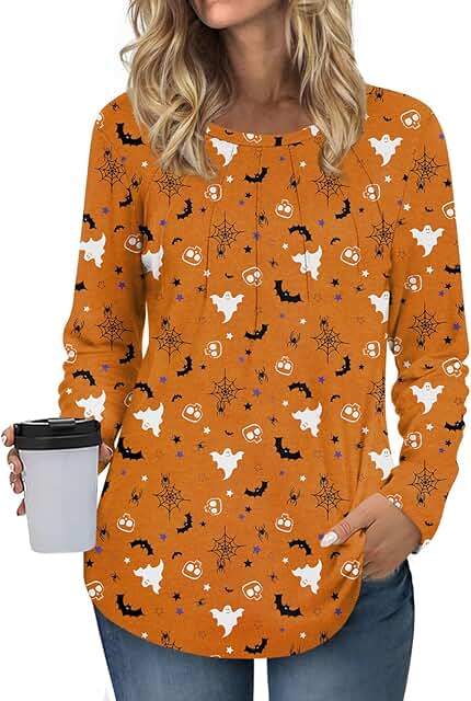 Women's Long Sleeve Casual Pleated Tunic Top