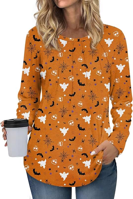 Women's Long Sleeve Casual Pleated Tunic Top